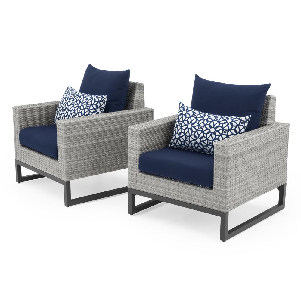 Milo™ Gray Set of 2 Sunbrella® Outdoor Club Chairs - Navy Blue