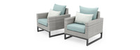 Milo™ Gray Set of 2 Sunbrella® Outdoor Club Chairs - Spa Blue