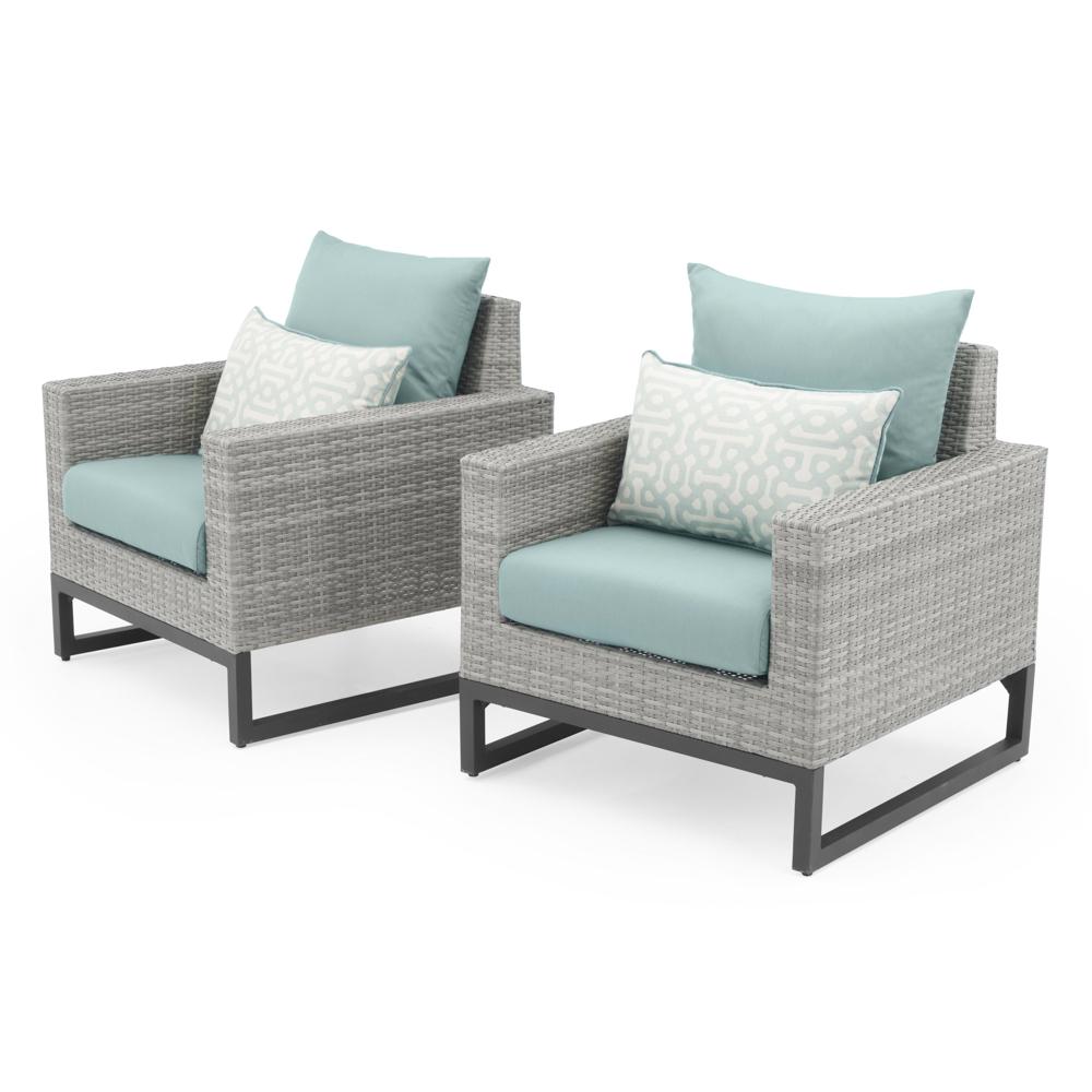 Milo™ Gray Set of 2 Sunbrella® Outdoor Club Chairs - Spa Blue
