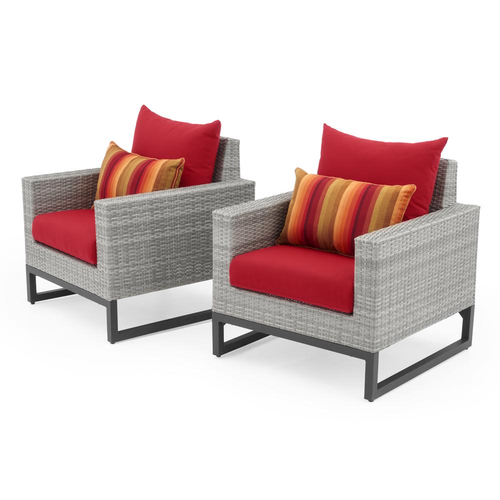 Milo™ Gray Set of 2 Sunbrella® Outdoor Club Chairs - Sunset Red