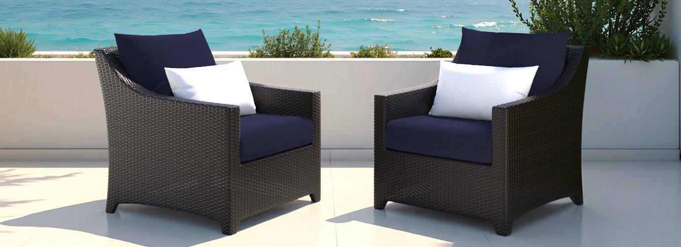 Deco™ 2 Piece Sunbrella® Outdoor Club Chairs - Navy Blue