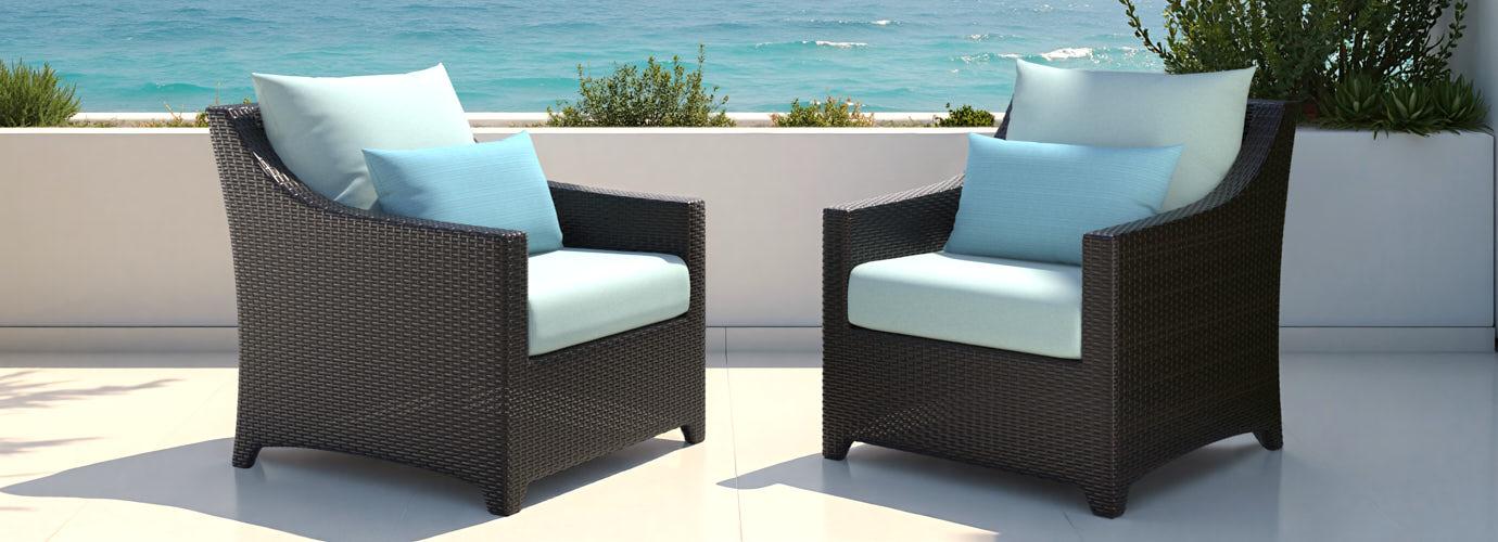 Deco™ 2 Piece Sunbrella® Outdoor Club Chairs - Spa Blue