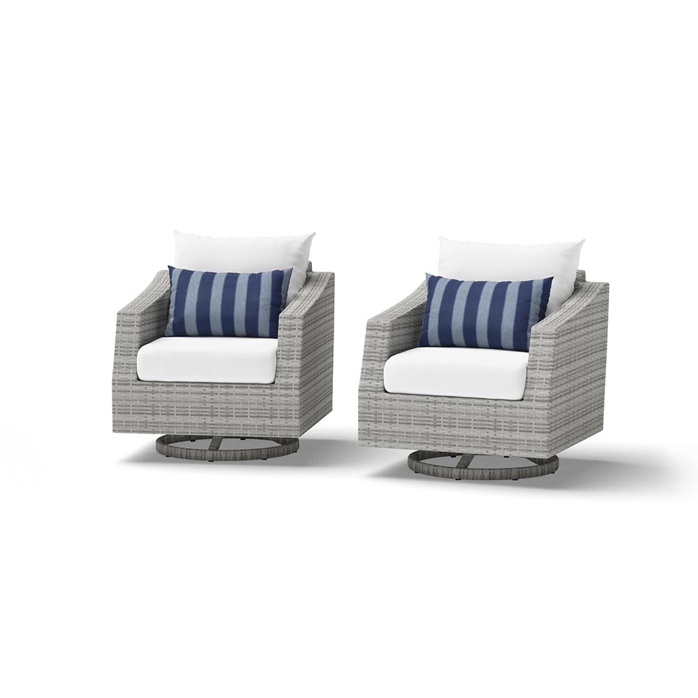 Cannes Set of 2 Sunbrella Outdoor Motion Club Chairs - Centered Ink