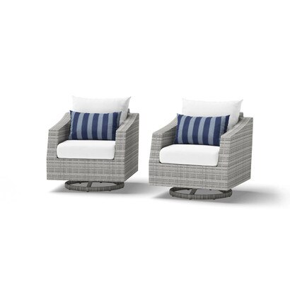 Cannes™ Set of 2 Sunbrella® Outdoor Motion Club Chairs - Centered Ink