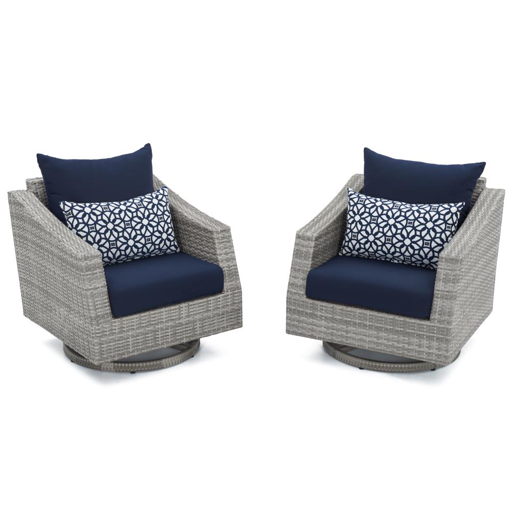 Cannes™ Set of 2 Sunbrella® Outdoor Motion Club Chairs - Navy Blue