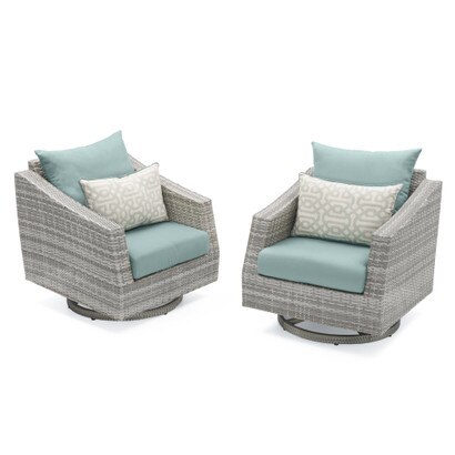 Cannes™ Set of 2 Sunbrella® Outdoor Motion Club Chairs - Spa Blue