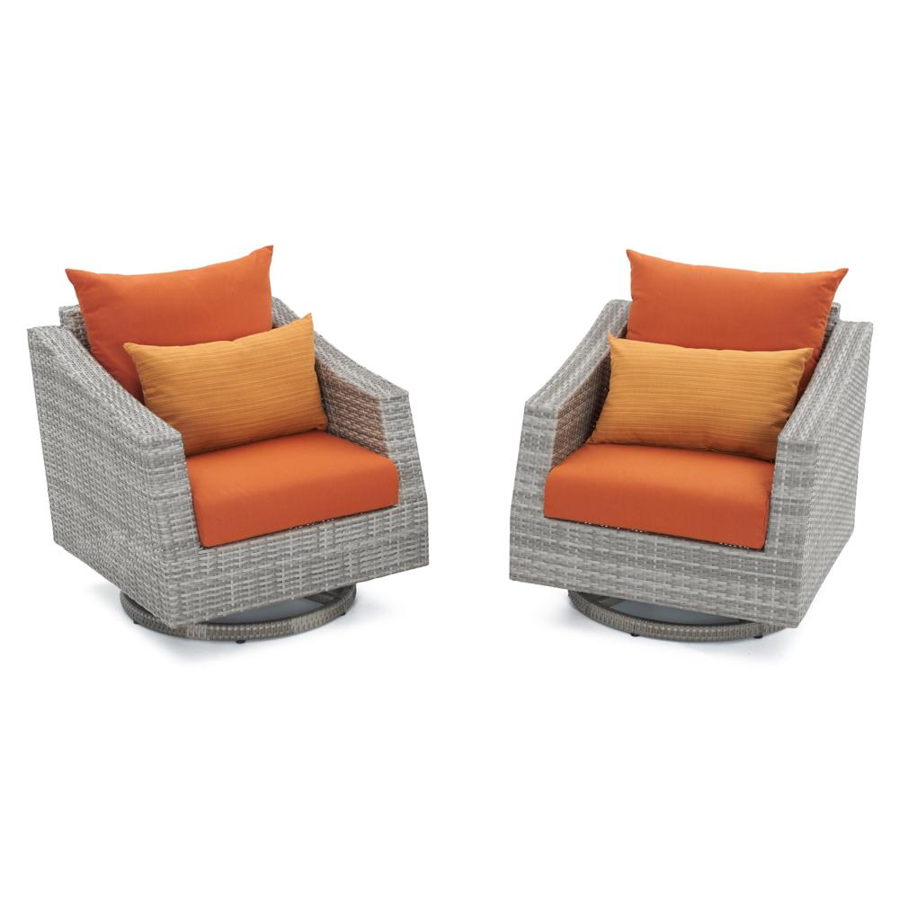 Cannes™ Set of 2 Sunbrella® Outdoor Motion Club Chairs - Tikka Orange