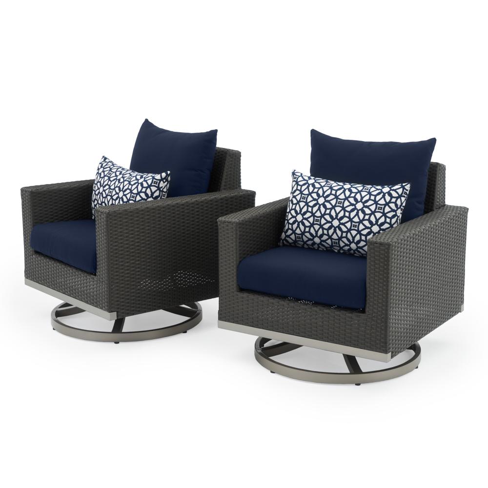 Milo™ Espresso Sunbrella® Outdoor Motion Club Chairs - Navy Blue