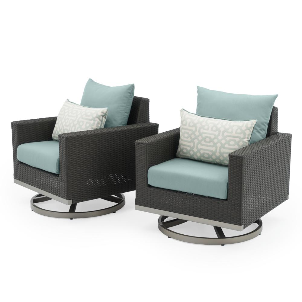 Milo™ Espresso Motion Club Chairs - Spa Blue