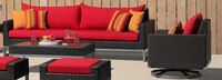 Milo™ Espresso Sunbrella® Outdoor Motion Club Chairs - Sunset Red