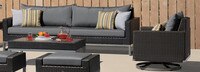 Milo™ Espresso Sunbrella® Outdoor Motion Club Chairs - Sunset Red