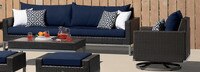 Milo™ Espresso Sunbrella® Outdoor Motion Club Chairs - Sunset Red