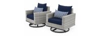 Milo™ Gray Sunbrella® Outdoor Motion Club Chairs - Navy Blue