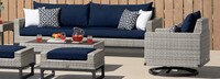 Milo™ Gray Sunbrella® Outdoor Motion Club Chairs - Navy Blue