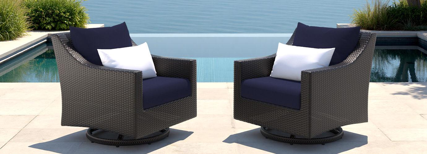 Deco™ 2 Piece Sunbrella® Outdoor Motion Club Chairs - Navy Blue