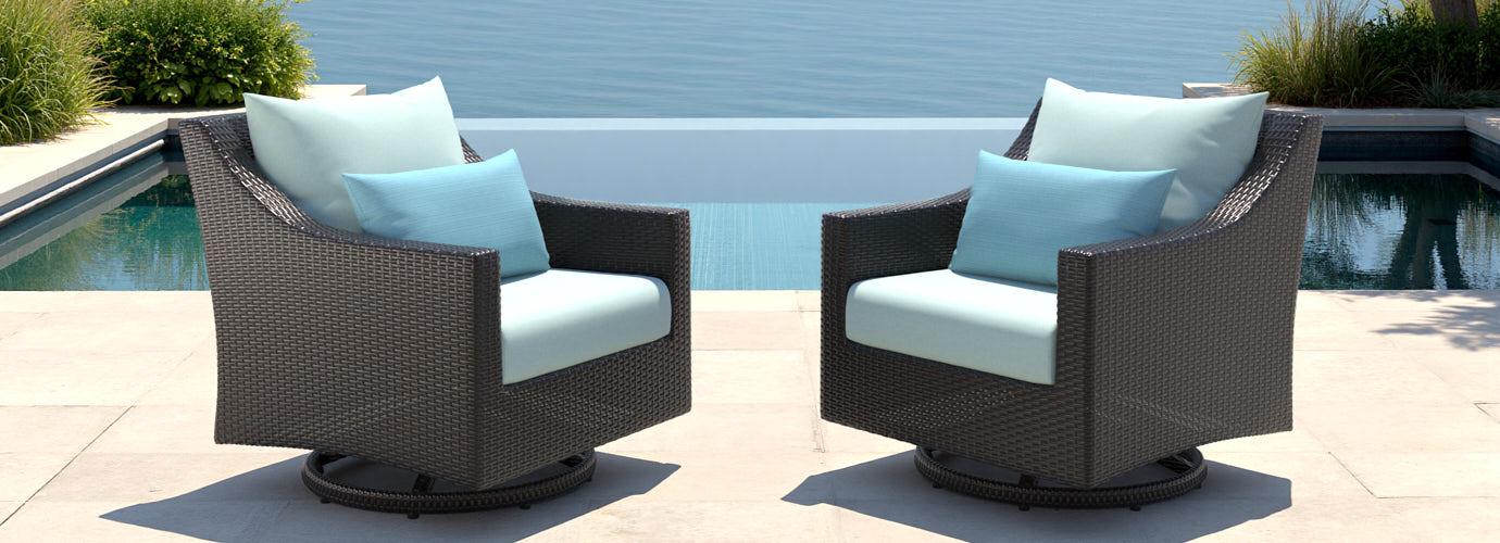 Deco™ 2 Piece Sunbrella® Outdoor Motion Club Chairs - Spa Blue