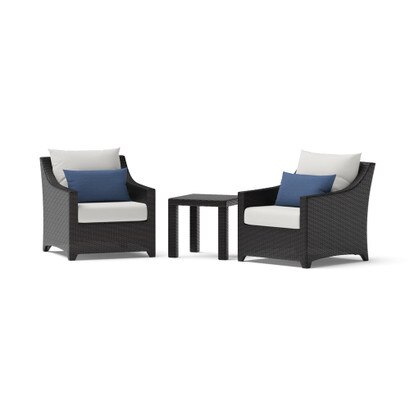 Deco™ 3 Piece Sunbrella® Outdoor Club Chairs & Side Table - Bliss Ink