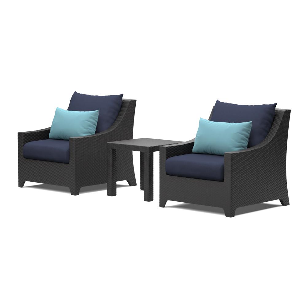 Deco™ Club Chairs and Side Table - Blue