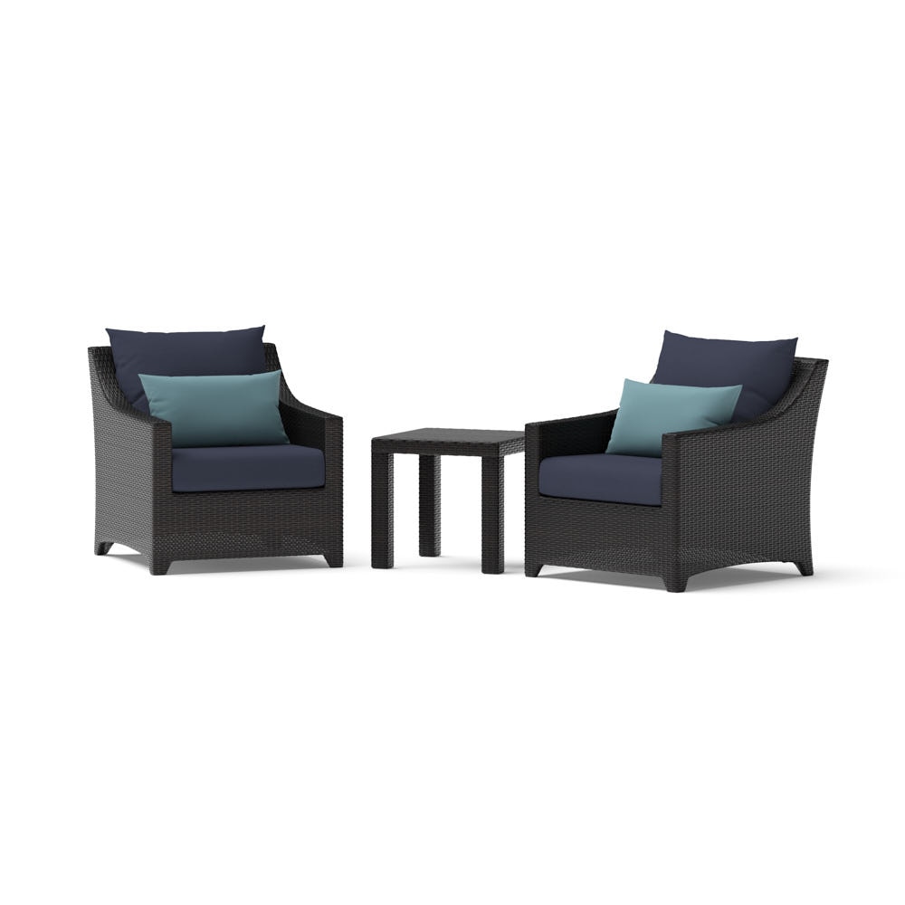 Deco™ 3 Piece Outdoor Club Chairs & Side Table - Olefin Blue