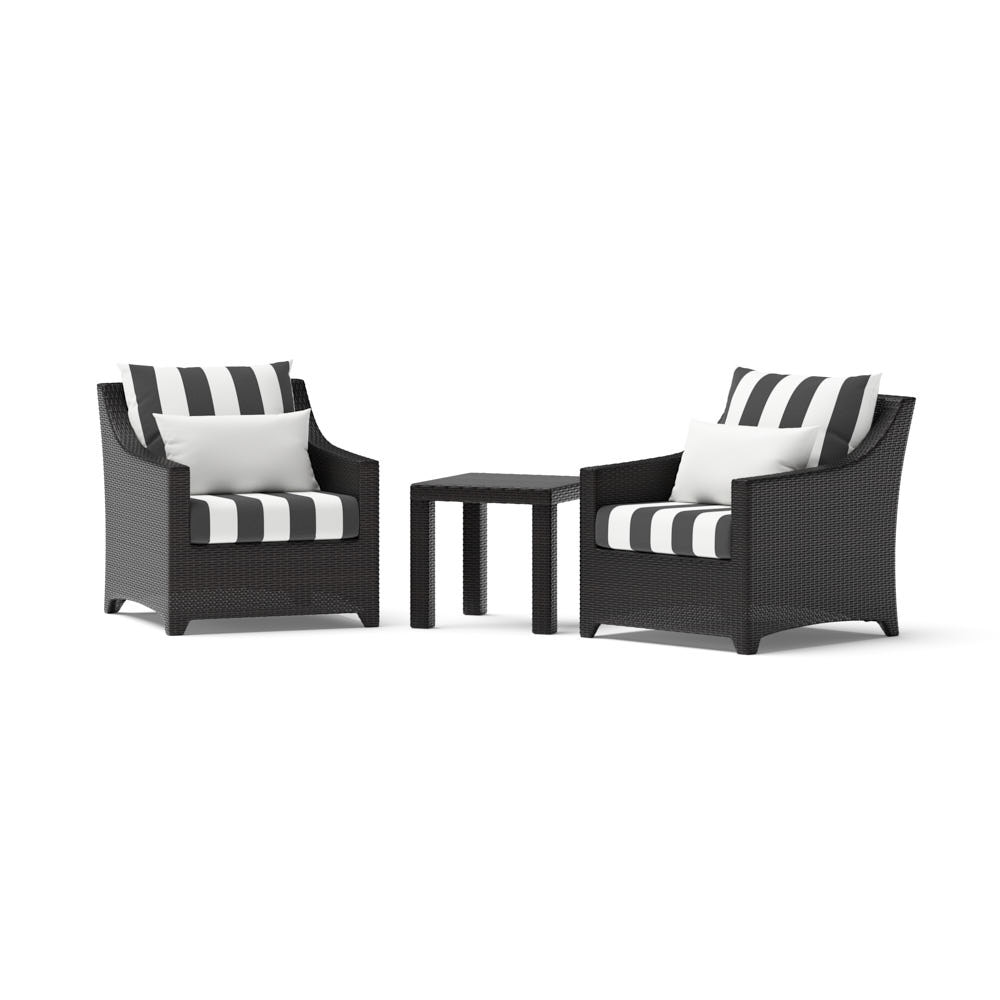 Deco™ 3 Piece Sunbrella® Outdoor Club Chairs & Side Table - Canvas Cabana