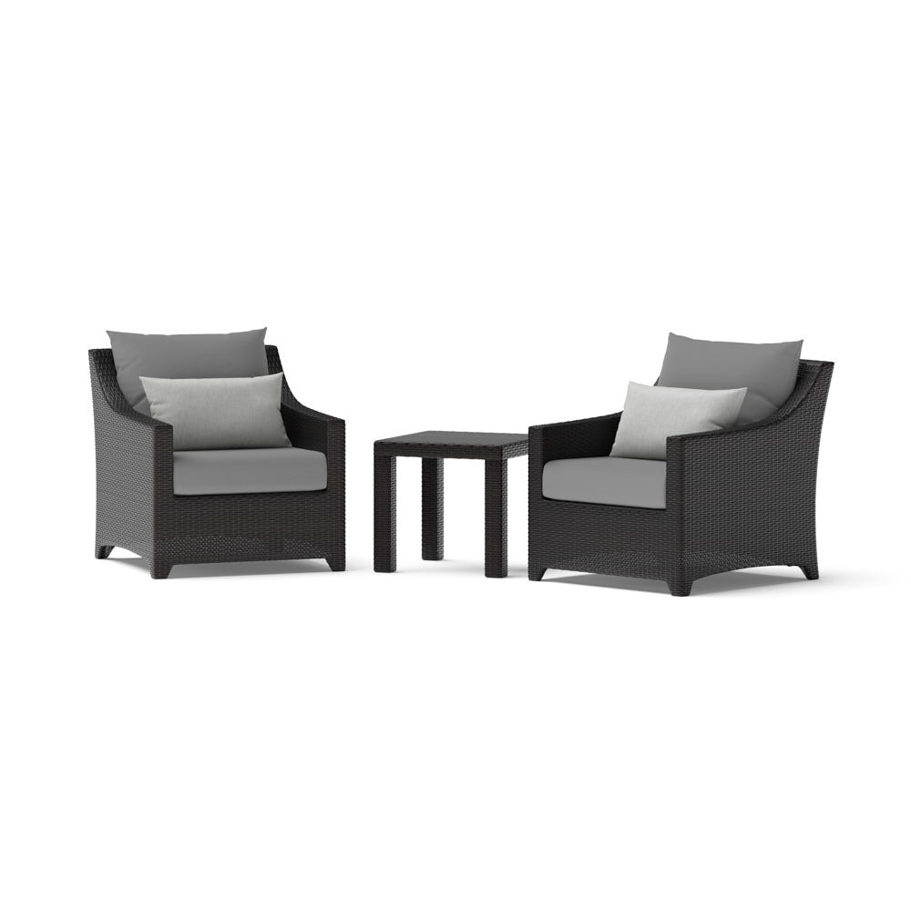 Deco™ 3 Piece Sunbrella® Outdoor Club Chairs & Side Table - Charcoal Gray