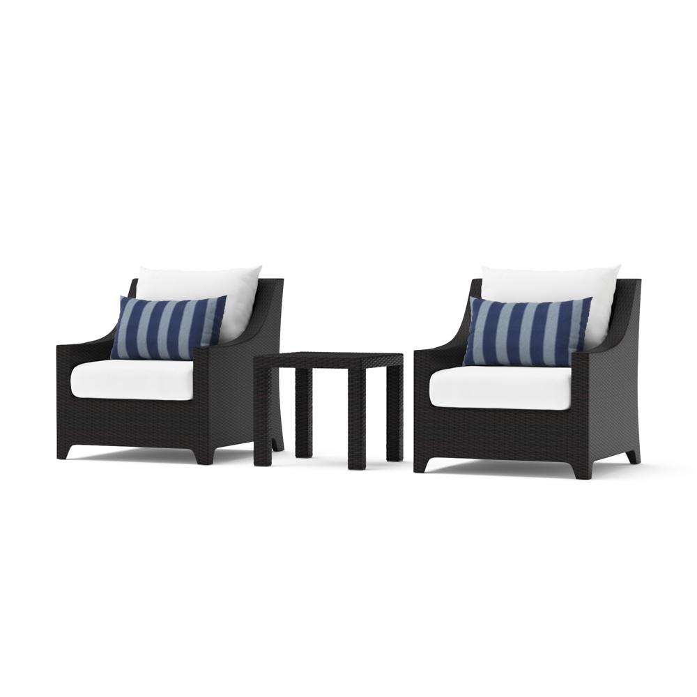 Deco™ Set of 2 Sunbrella® Outdoor Club Chairs & Side Table - Centered Ink