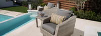 Cannes™ Set of 2 Sunbrella® Outdoor Club Chairs & Side Table - Bliss Ink