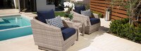 Cannes™ Set of 2 Sunbrella® Outdoor Club Chairs & Side Table - Bliss Ink