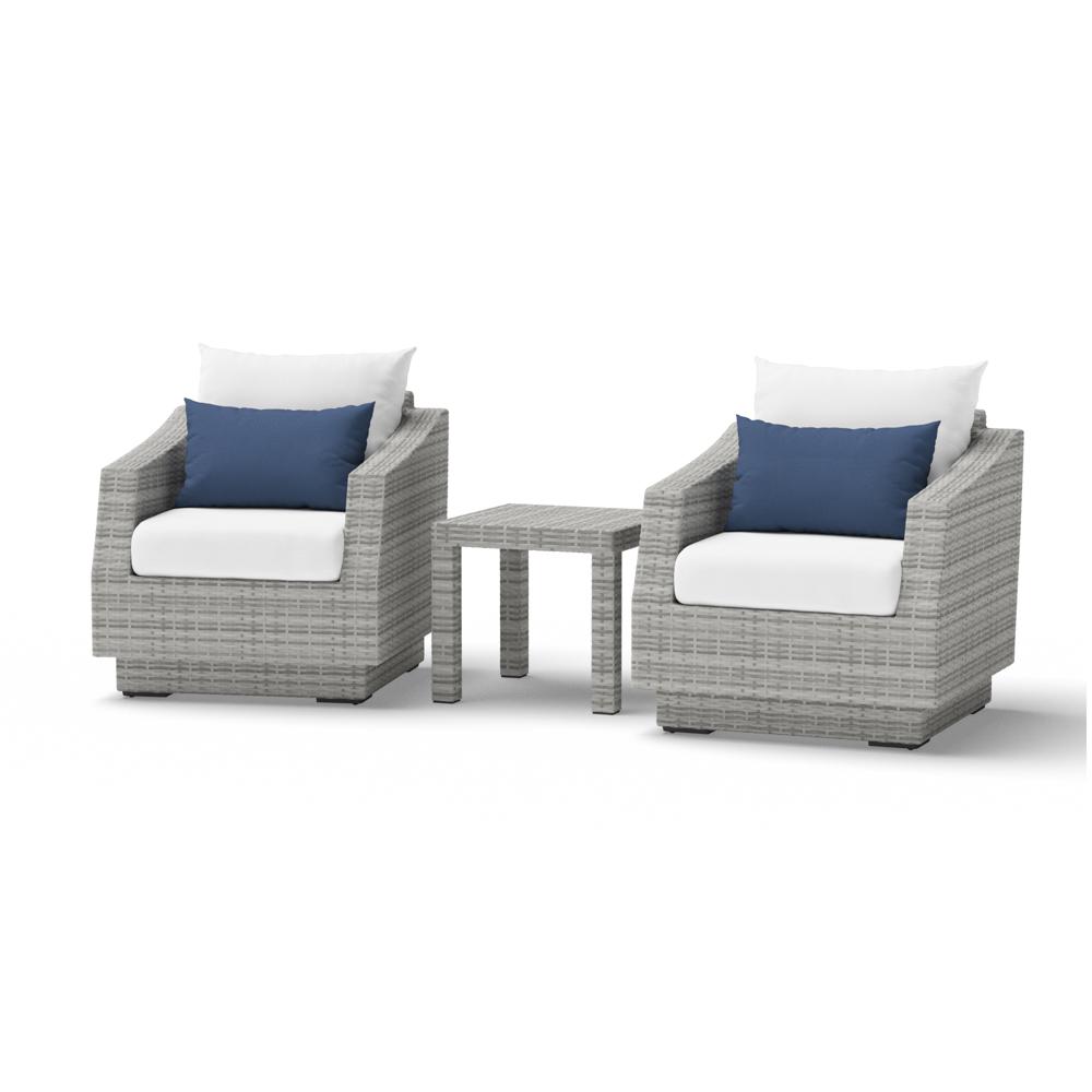 Cannes™ Set of 2 Sunbrella® Outdoor Club Chairs & Side Table - Bliss Ink