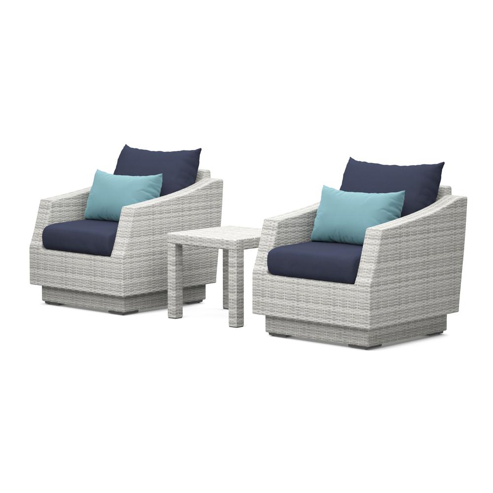 Cannes Club Chairs and Side Table - Blue