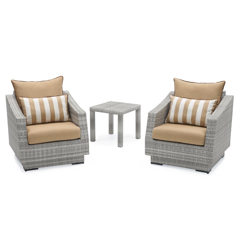 Cannes™ Club Chairs & Side Table - Maxim Beige