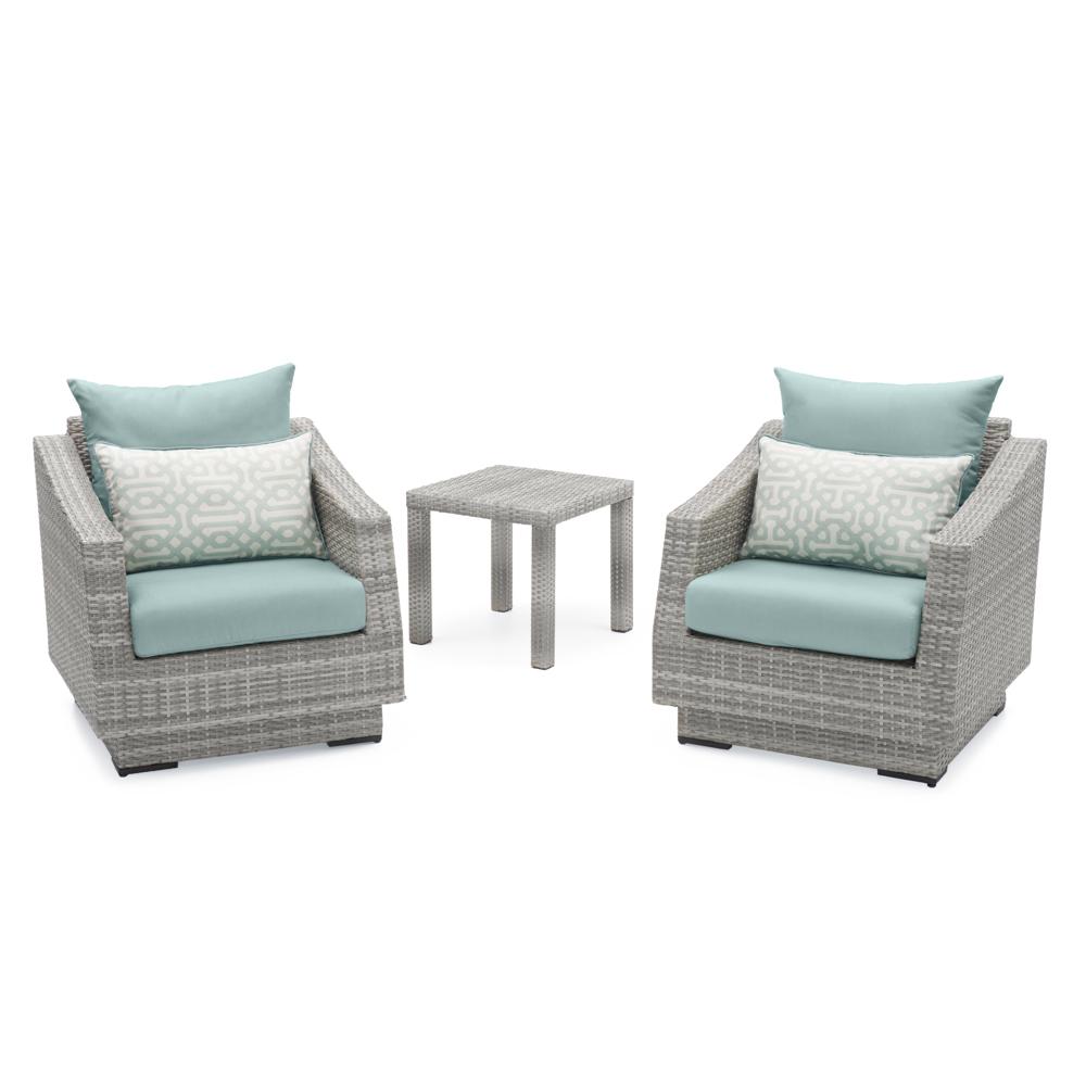 Cannes™ Set of 2 Sunbrella® Outdoor Club Chairs & Side Table - Spa Blue