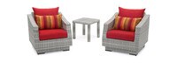 Cannes™ 3 Piece Sunbrella® Outdoor Club Chairs & Side Table - Sunset Red