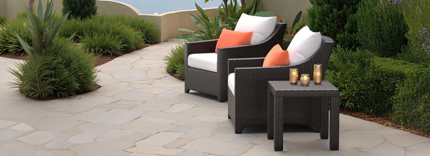 Deco™ 3 Piece Sunbrella® Outdoor Club Chairs & Side Table - Cast Coral