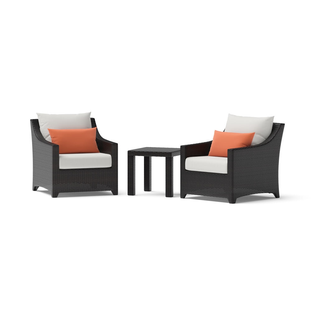 Deco™ 3 Piece Sunbrella® Outdoor Club Chairs & Side Table - Cast Coral
