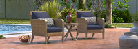 Grantina™ Set of 2 Sunbrella® Outdoor Club Chairs & Side Table - Centered Ink