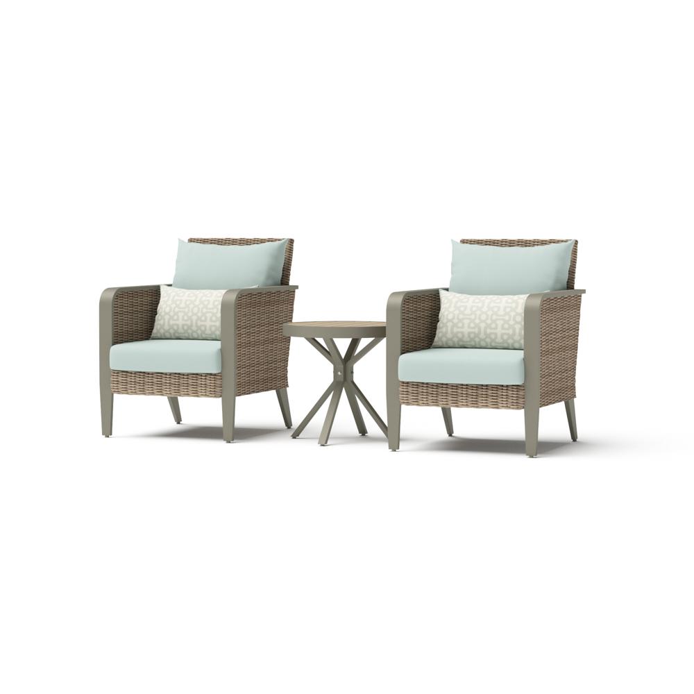 Grantina™ Set of 2 Sunbrella® Outdoor Club Chairs & Side Table - Spa Blue