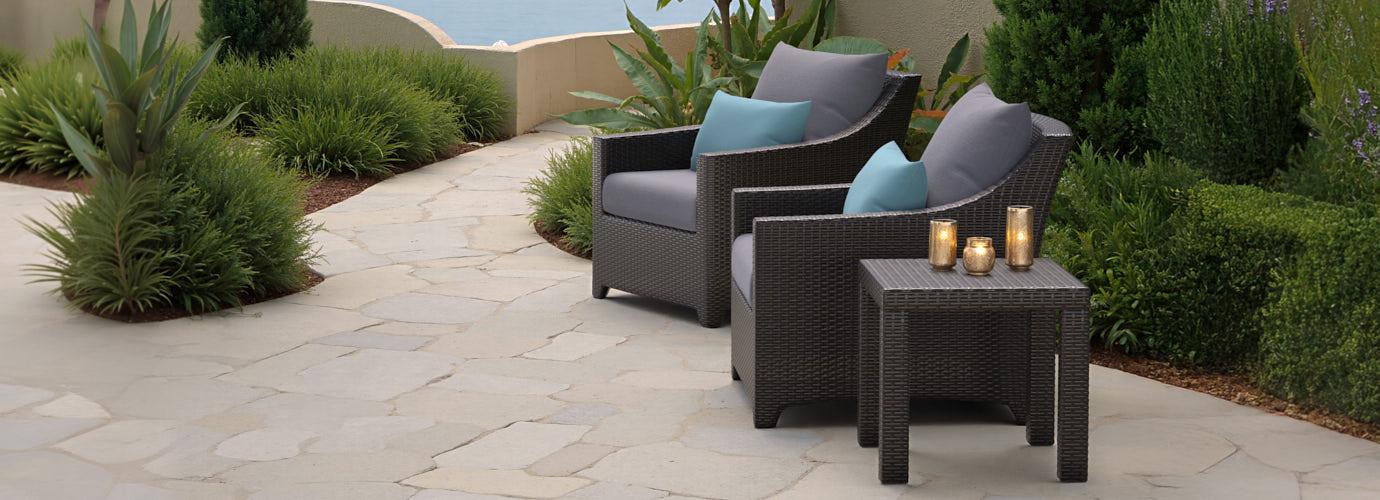 Deco™ 3 Piece Outdoor Club Chairs & Side Table - Olefin Gray