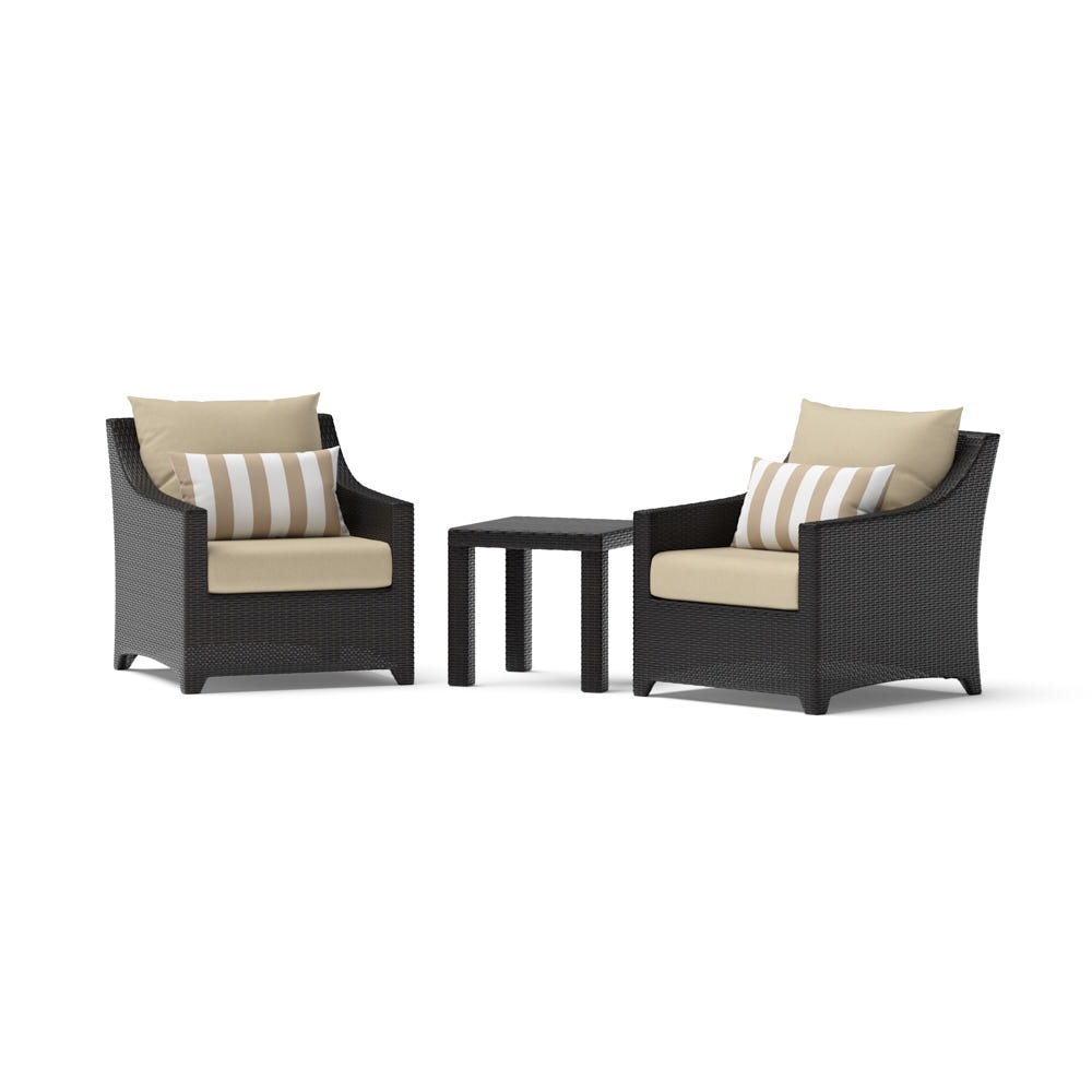 Deco™ 3 Piece Sunbrella® Outdoor Club Chairs & Side Table - Maxim Beige