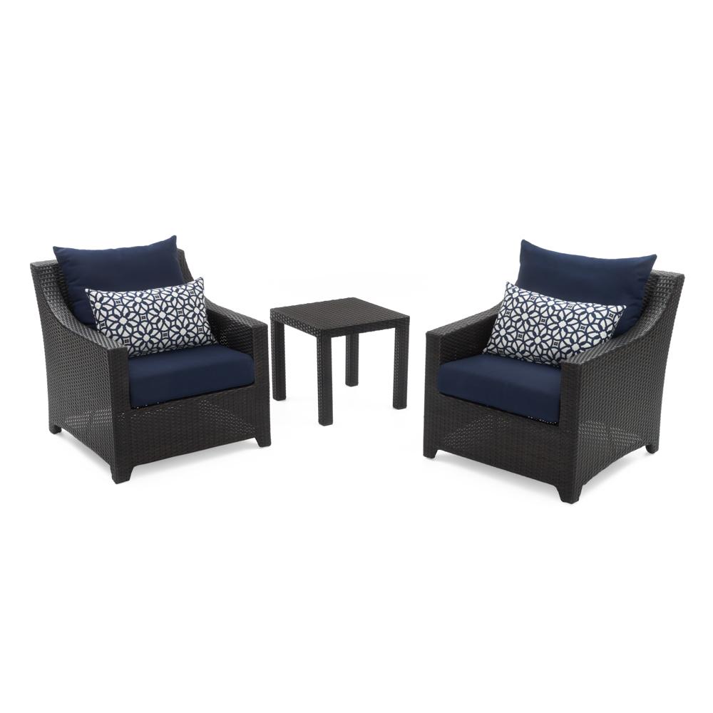 Deco™ Set of 2 Sunbrella® Outdoor Club Chairs & Side Table - Navy Blue