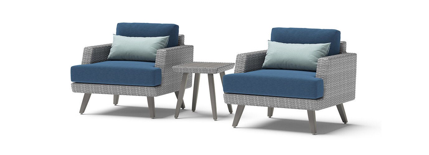 Portofino® Casual Sunbrella® Outdoor Club Chairs & Side Table - Laguna Blue