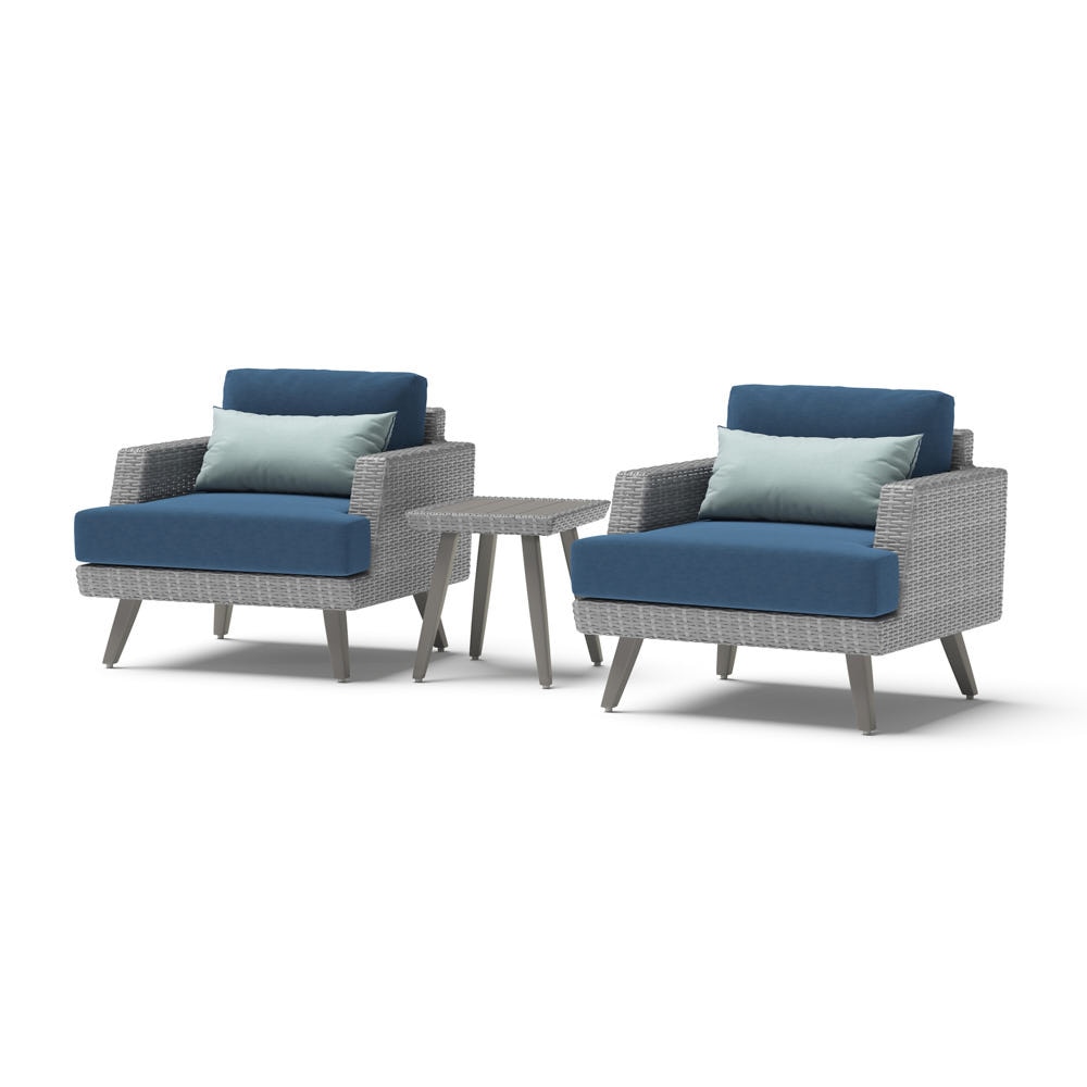 Portofino® Casual Sunbrella® Outdoor Club Chairs & Side Table - Laguna Blue