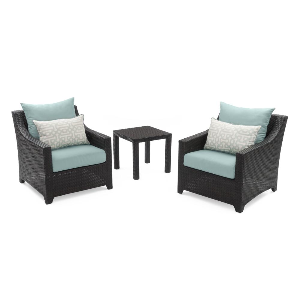 Deco™ Set of 2 Sunbrella® Outdoor Club Chairs & Side Table - Spa Blue
