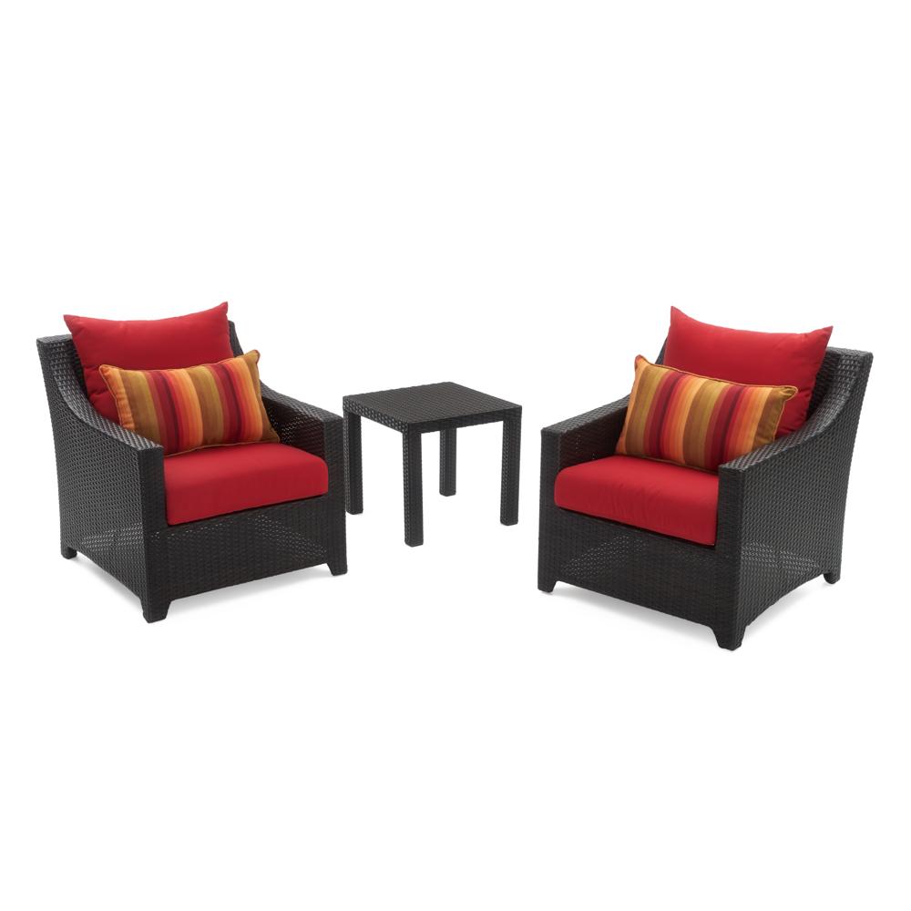 Deco™ Set of 2 Sunbrella® Outdoor Club Chairs & Side Table - Sunset Red
