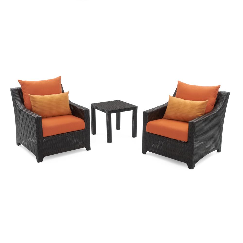 Deco™ Set of 2 Sunbrella® Outdoor Club Chairs & Side Table - Tikka Orange