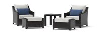 Deco™ 5 Piece Sunbrella® Outdoor Club Chair & Ottoman Set - Bliss Ink