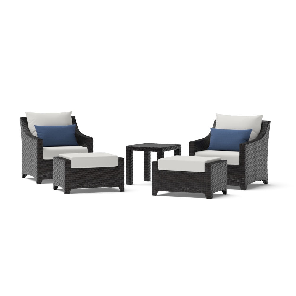 Deco™ 5 Piece Sunbrella® Outdoor Club Chair & Ottoman Set - Bliss Ink