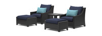 Deco™ 5 Piece Club Chair and Ottoman Set - Blue