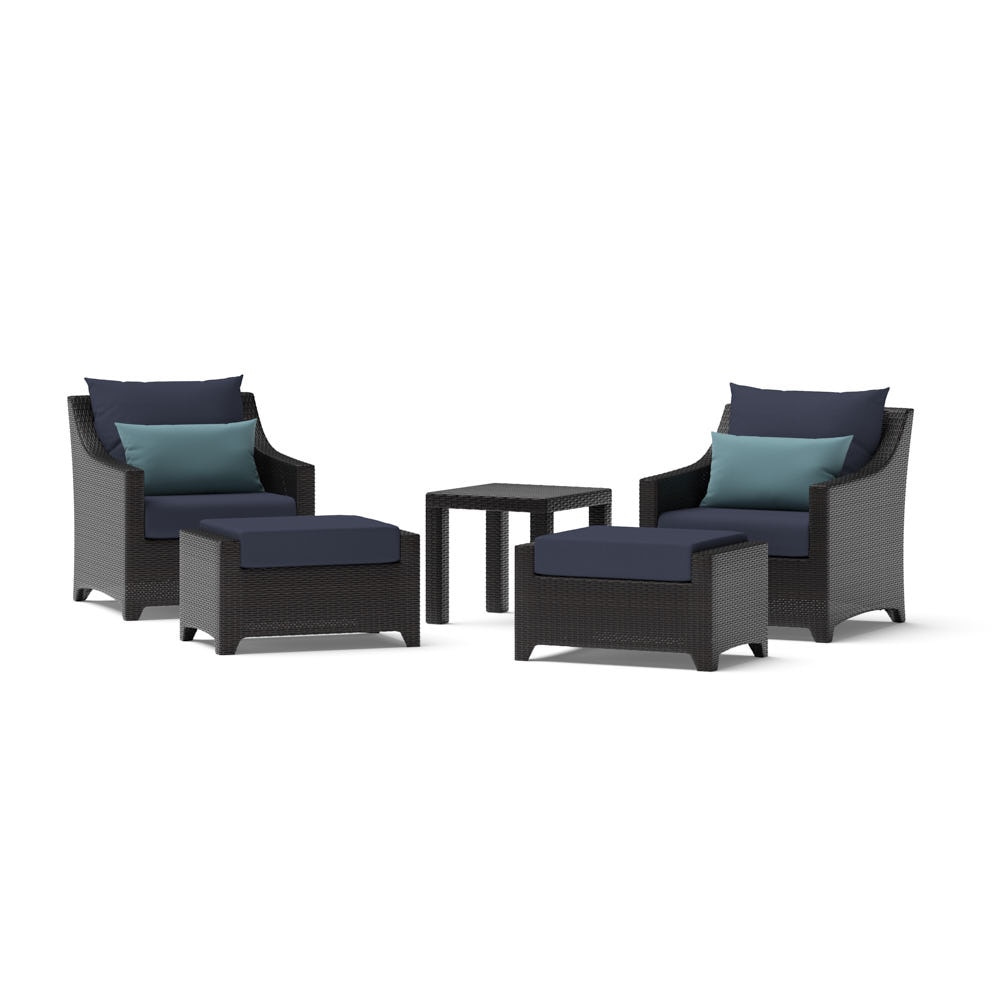 Deco™ 5 Piece Outdoor Club Chair & Ottoman Set - Olefin Blue