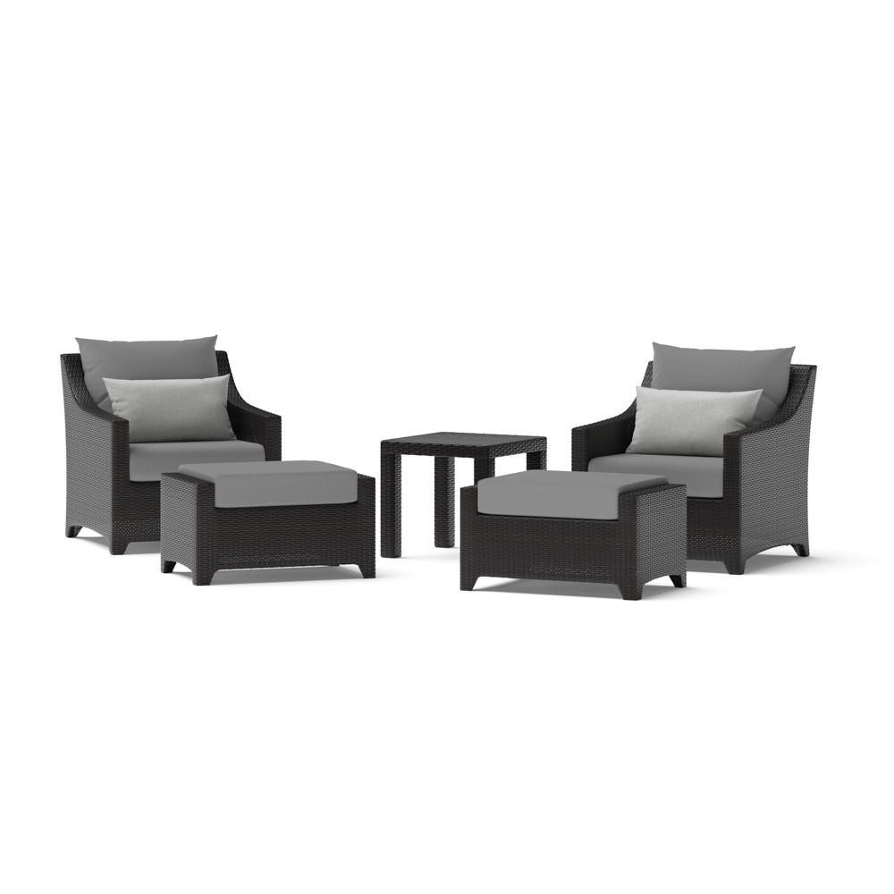Deco™ 5 Piece Sunbrella® Outdoor Club Chair & Ottoman Set - Charcoal Gray